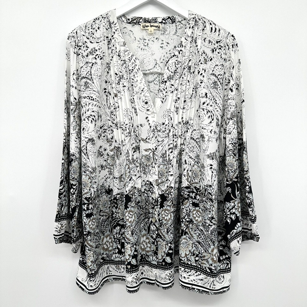 Hope Springs Top Shirt Size Large Pintuck Button Front Ethereal Artsy Boho NWOT